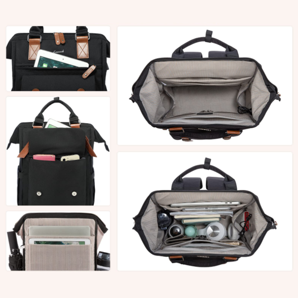 Large Capacity Polyester Laptop Backpack w/ Pouch