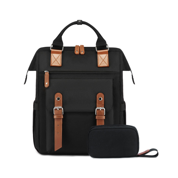 Large Capacity Polyester Laptop Backpack w/ Pouch