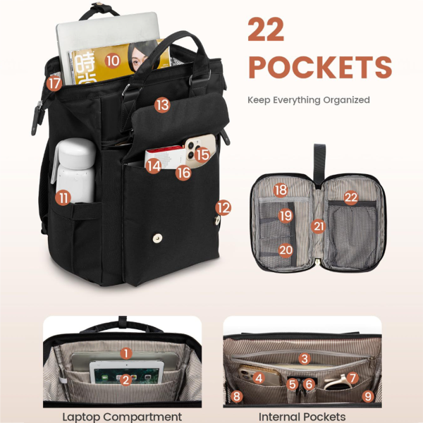 Large Capacity Polyester Laptop Backpack w/ Pouch