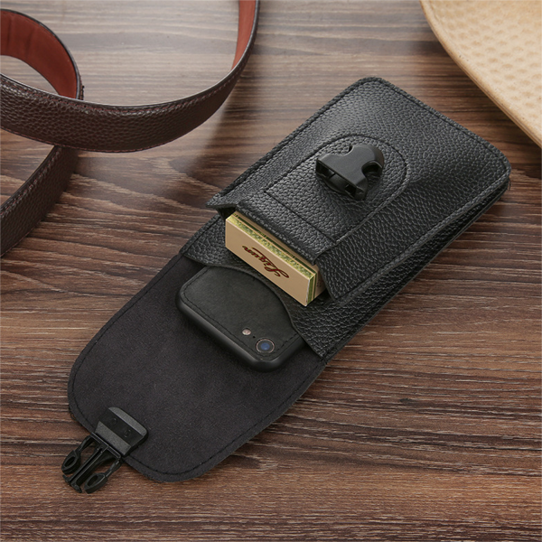 PU Leather Vertical Phone Waist Bag w/ Carabiner
