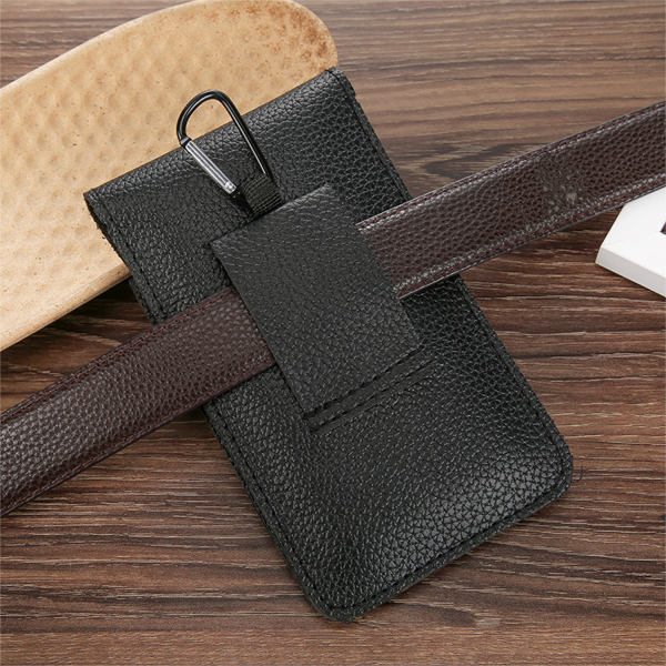 PU Leather Vertical Phone Waist Bag w/ Carabiner