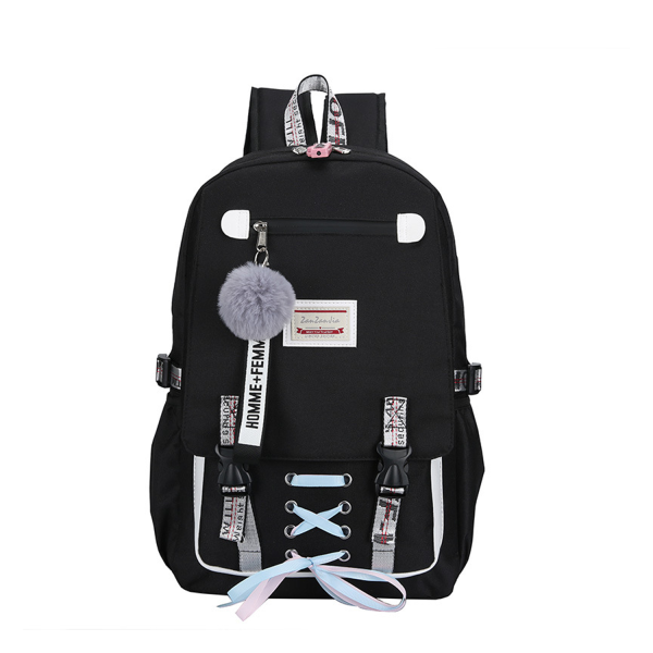 Polycotton Combination Lock School Backpack w/ USB Port