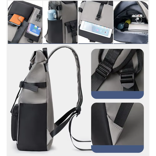 Oxford Roll Top Laptop Backpack