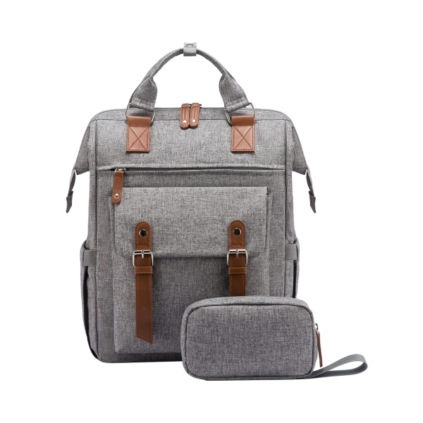 Large Capacity Polyester Laptop Backpack w/ Pouch