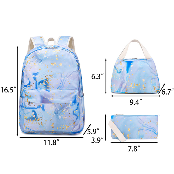 3 Pcs Polyester Water-Resistant School Backpack Set