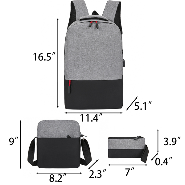 3pcs Nylon Large Capacity Laptop Backpack Set