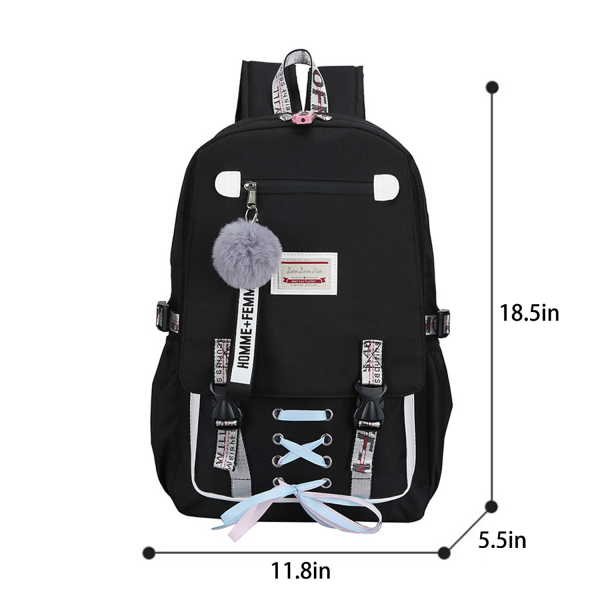 Polycotton Combination Lock School Backpack w/ USB Port