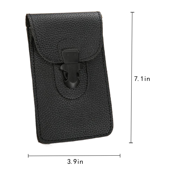 PU Leather Vertical Phone Waist Bag w/ Carabiner