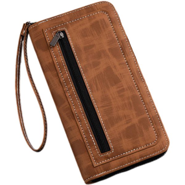 棕色_1758694533849.jpg Men Long PU Zipper Wallet w/ Carrying Strap