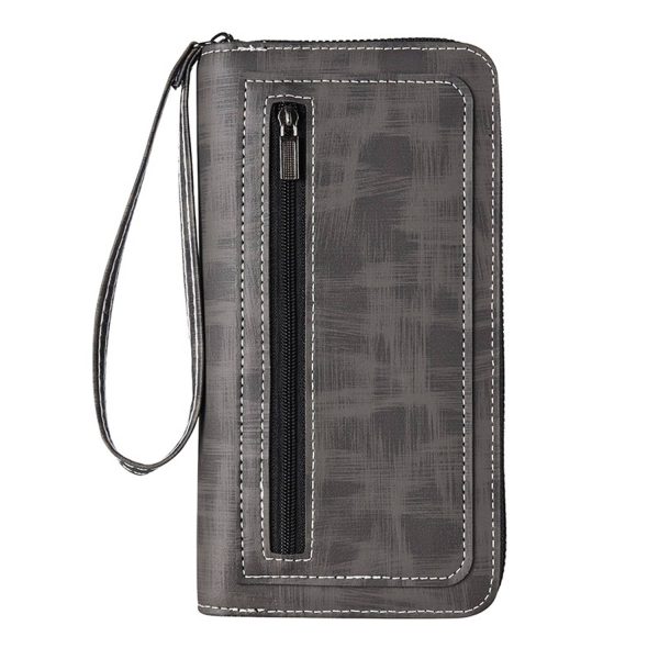 深灰色_1758694539129.jpg Men Long PU Zipper Wallet w/ Carrying Strap