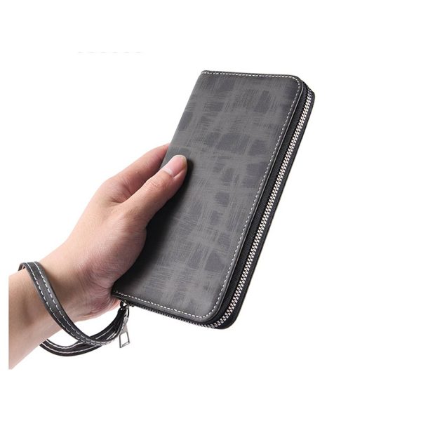细节1_1758694642469.jpg Men Long PU Zipper Wallet w/ Carrying Strap