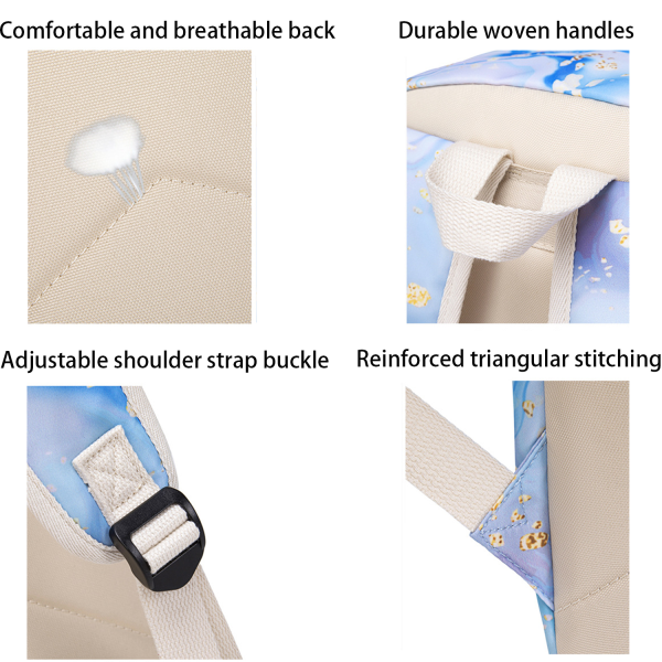 3 Pcs Polyester Water-Resistant School Backpack Set