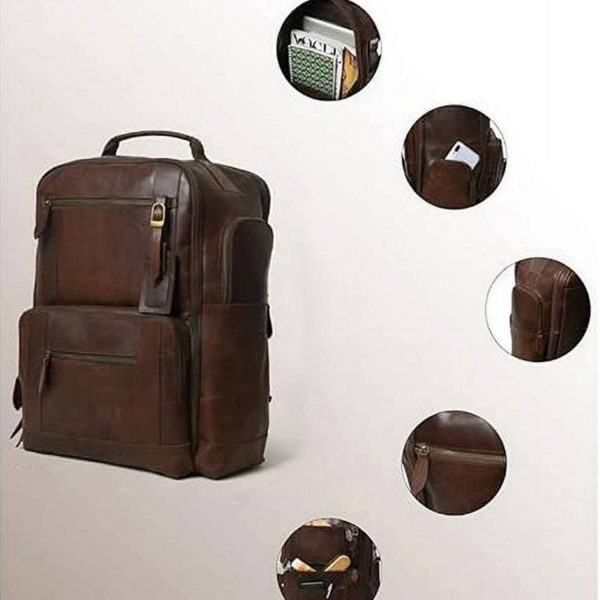 Vintage PU Leather Large Capacity Backpack