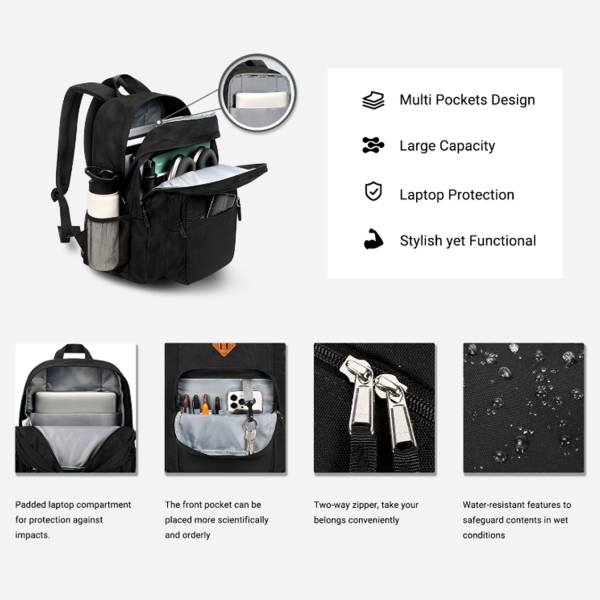 Large Capacity Multi-Pockets Polyester Laptop Backpack