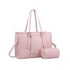 Large Capacity PU Leather Tote Bag w/ Clutch Purse