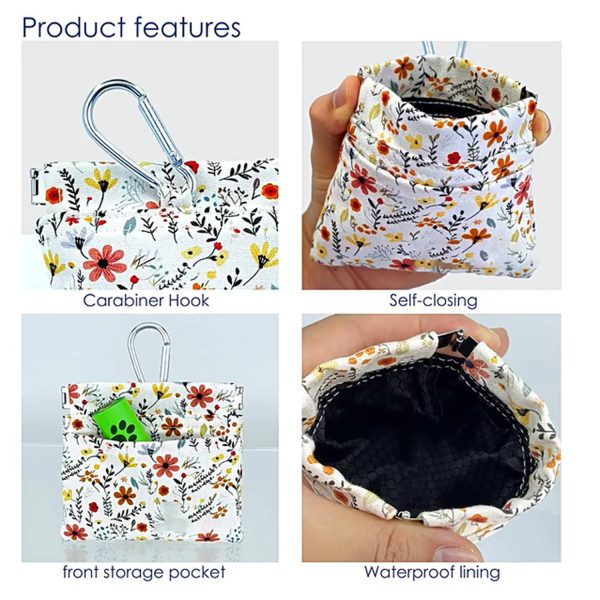 Portable Dog Treat Pouch Pet Cotton Training Bag w/Carabiner