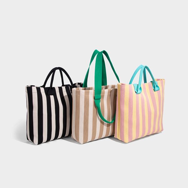 16L Polyester Striped Summer Beach Tote Bag