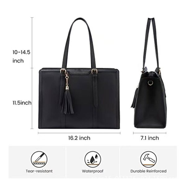 Large Capacity PU Leather Tote Bag w/ Clutch Purse