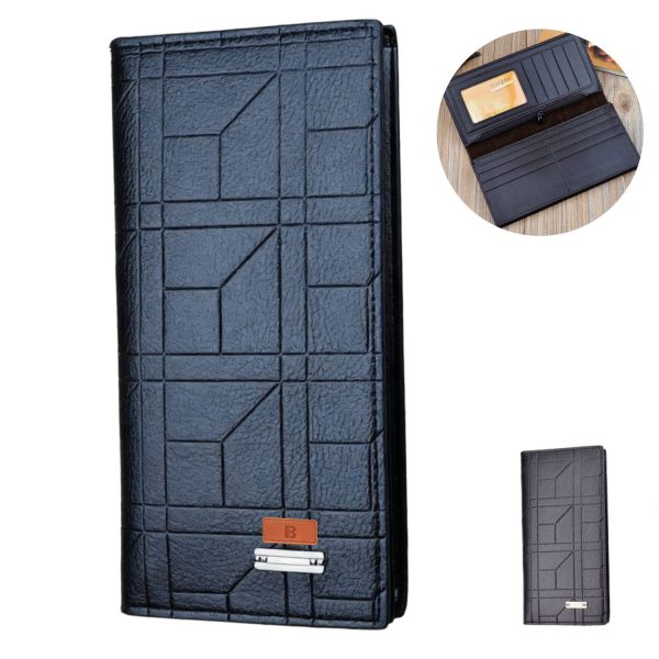 Men Long PU Leather Bifold Wallet