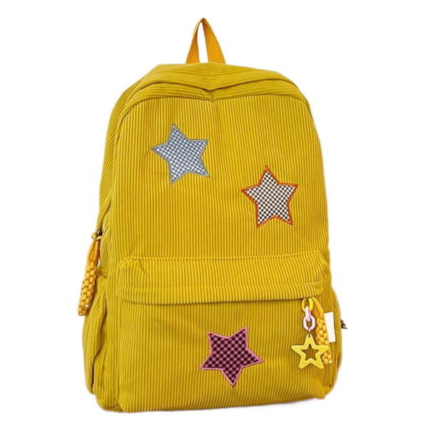 Star Pattern Corduroy School Backpack