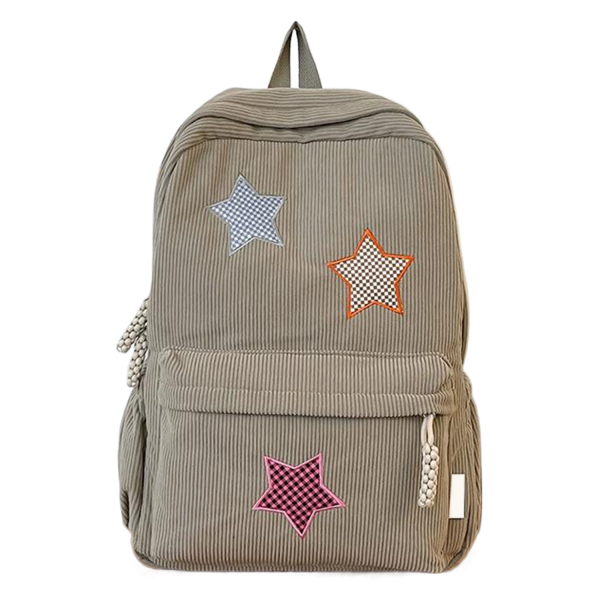 Star Pattern Corduroy School Backpack