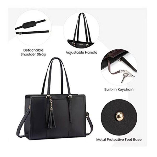 Large Capacity PU Leather Tote Bag w/ Clutch Purse
