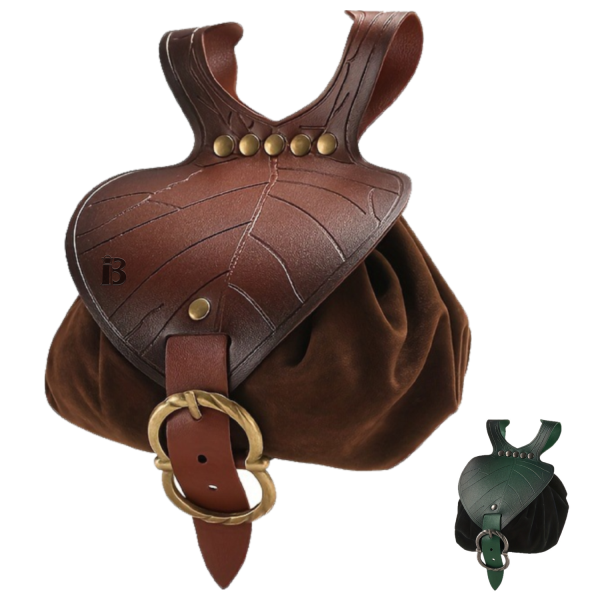 Leaf-Shaped Vintage PU Leather Belt Pouch