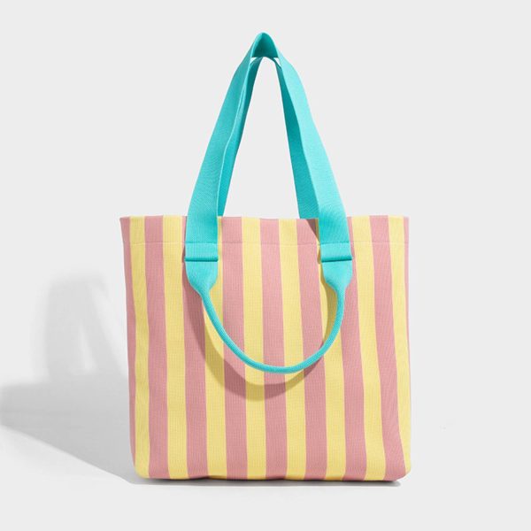 16L Polyester Striped Summer Beach Tote Bag