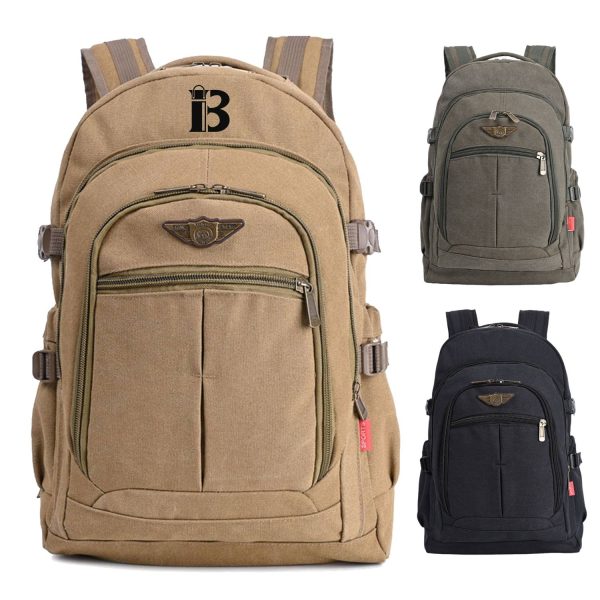 Large Capacity Canvas Backpack w/ Lumbar Support