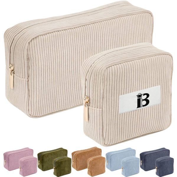 2-Piece Corduroy Makeup Bag Set