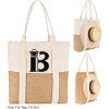 Jute Canvas Patchwork Travel Tote Bag