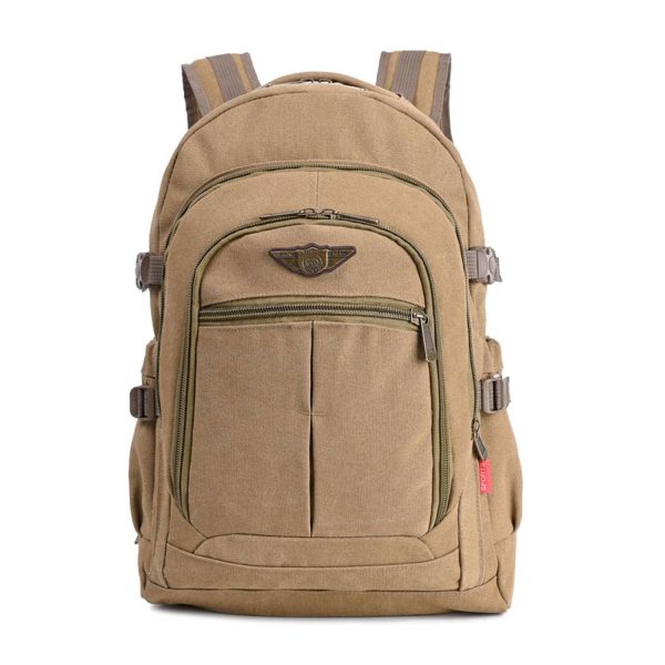 卡其_1762335486099.jpg Large Capacity Canvas Backpack w/ Lumbar Support