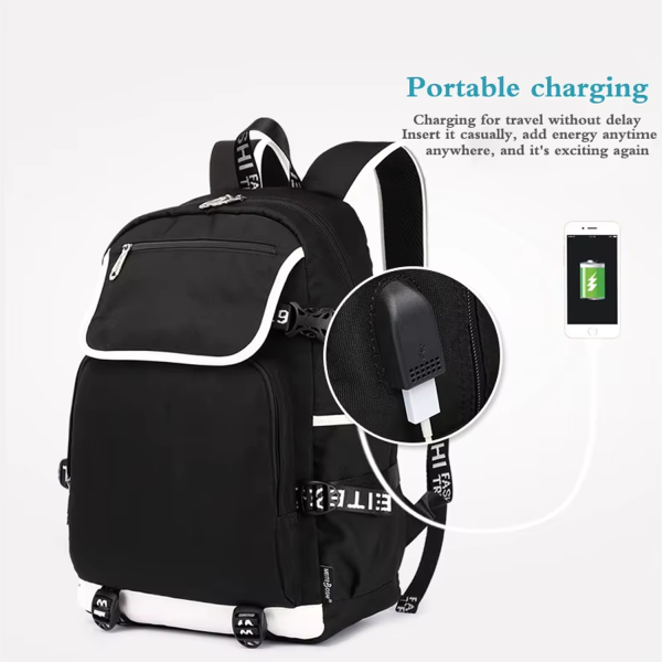 Polyester Water Resistant School Backpack w/ USB Port