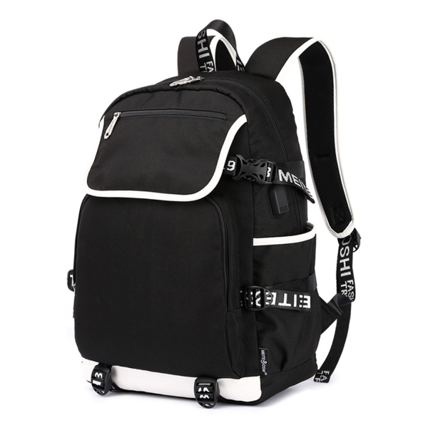 Polyester Water Resistant School Backpack w/ USB Port