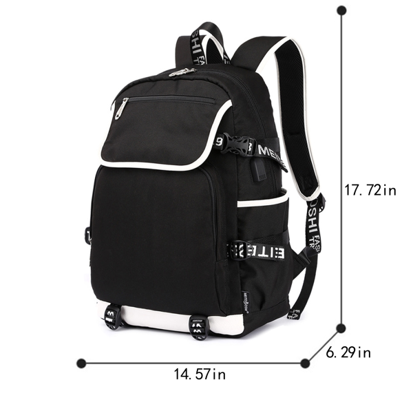 Polyester Water Resistant School Backpack w/ USB Port