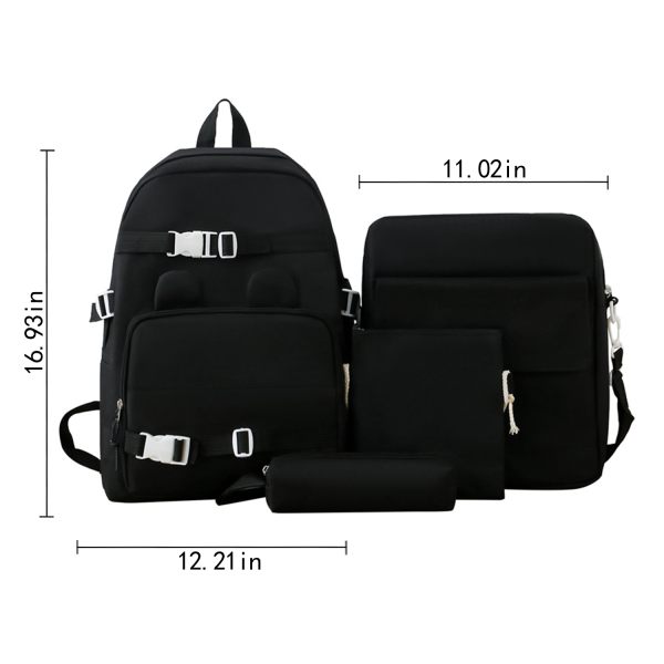 4 Pcs Polyester Student Backpack Set
