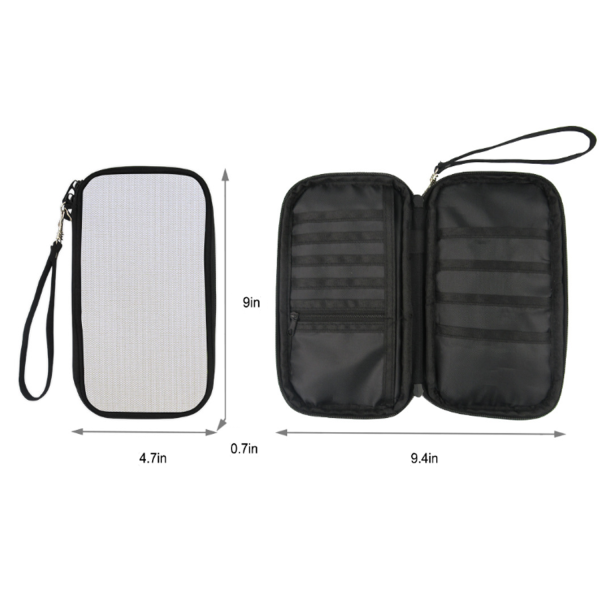 Custom Travel Polyester Zipper Passport Holder Pouch