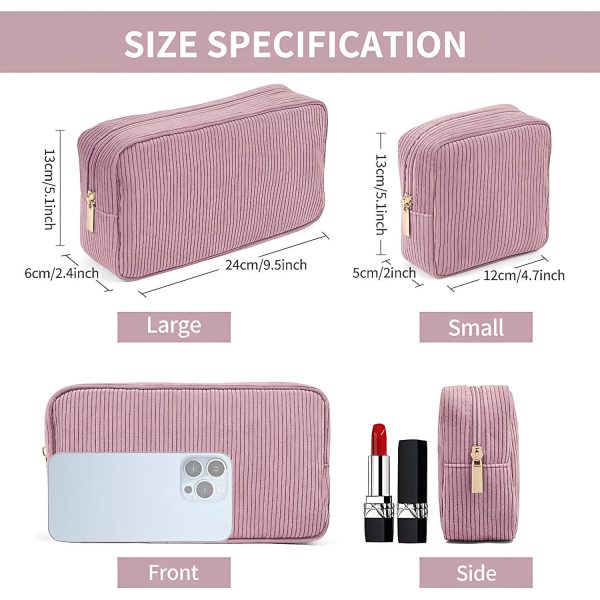 2-Piece Corduroy Makeup Bag Set