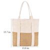 Jute Canvas Patchwork Travel Tote Bag