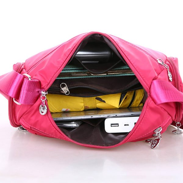 Nylon Multi-Pocket Crossbody Bag