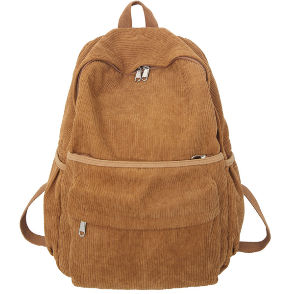 Unisex Large Capacity Corduroy School Backpack