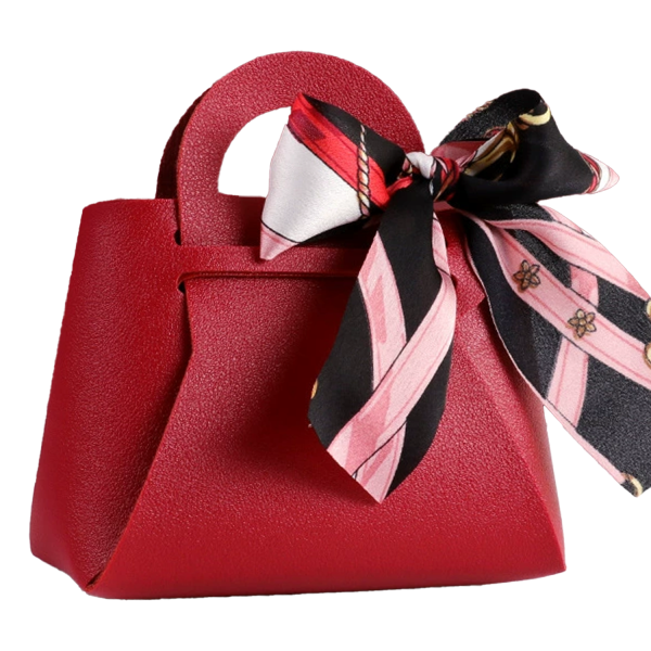 PVC Leather Ribbon Wedding Candy Bag w/ Bow