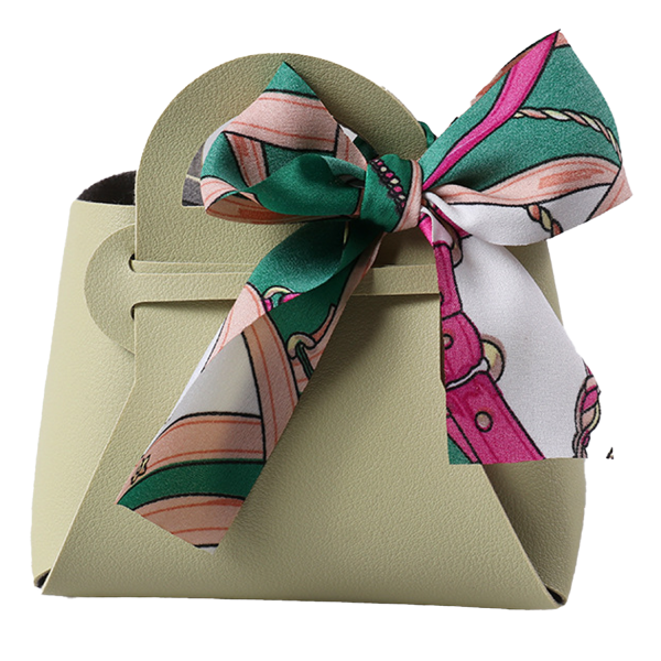 PVC Leather Ribbon Wedding Candy Bag w/ Bow