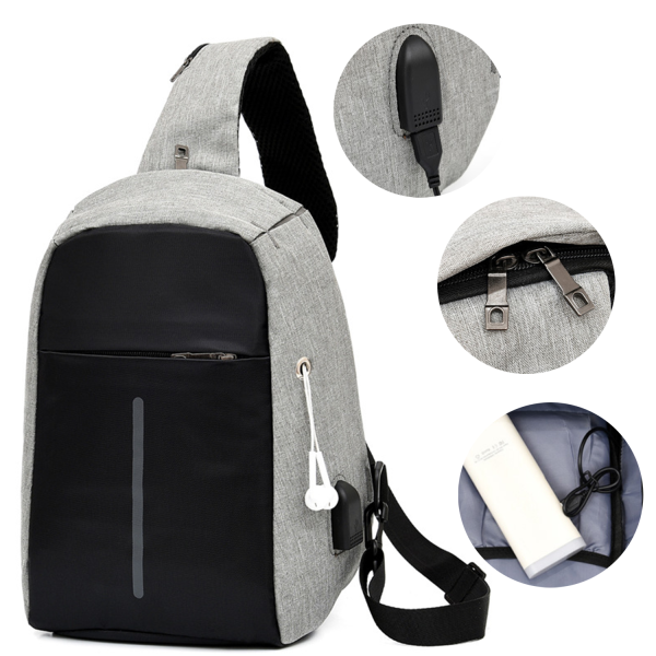 Oxford Waterproof Crossbody Bag w/ Headphone Port