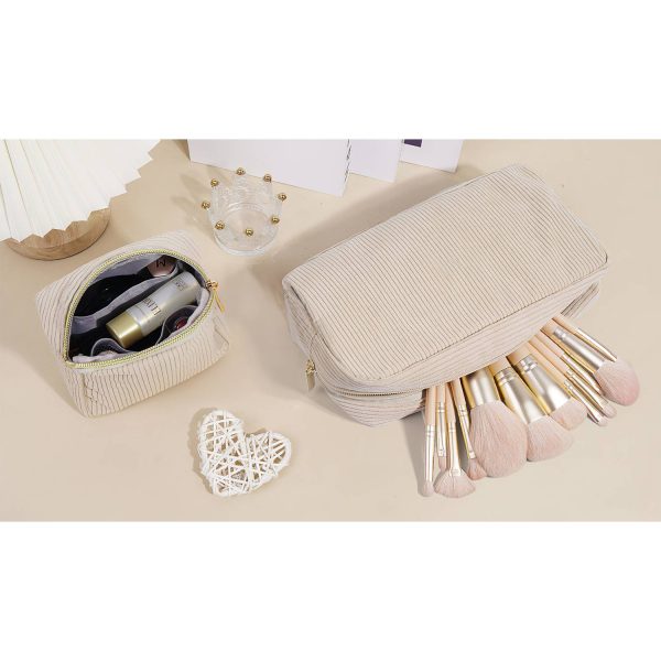 2-Piece Corduroy Makeup Bag Set