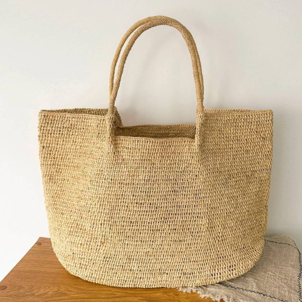 Handcrafted Raffia Woven Beach Tote Bag