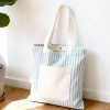 附图1_1764655040704.jpg Large Capacity Striped Canvas Tote Bag