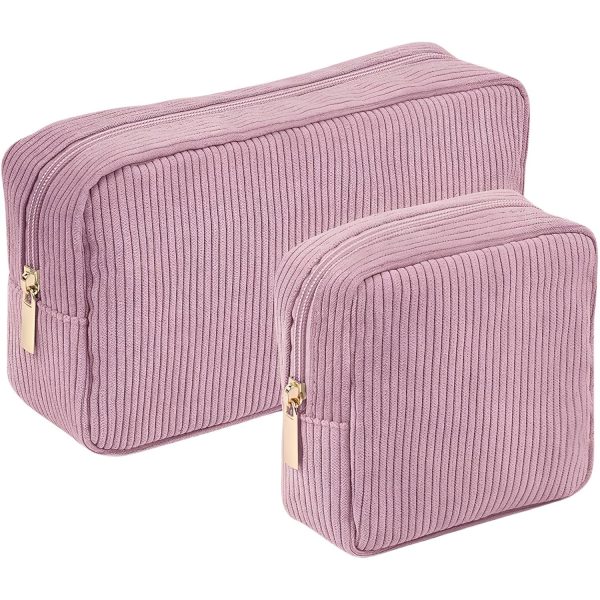 2-Piece Corduroy Makeup Bag Set