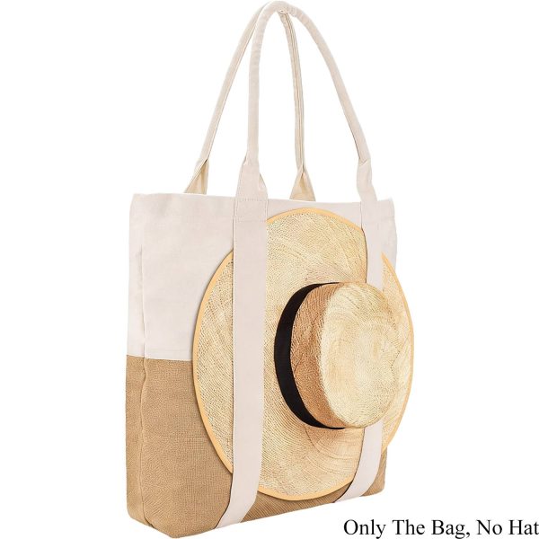 Jute Canvas Patchwork Travel Tote Bag