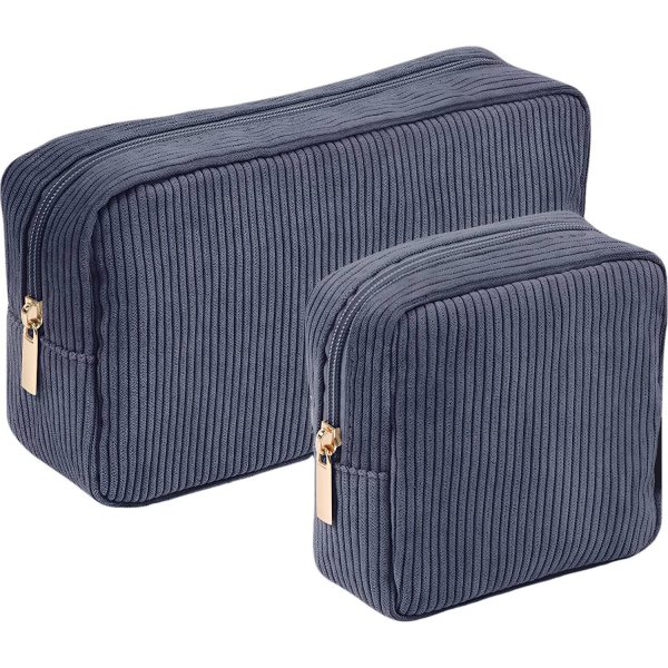 2-Piece Corduroy Makeup Bag Set